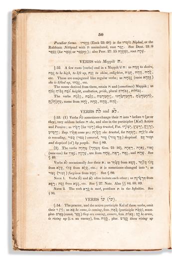(MORMONS.) Joshua Seixas. Manual Hebrew Grammar for the Use of Beginners . . . Second Edition Enlarged and Improved.